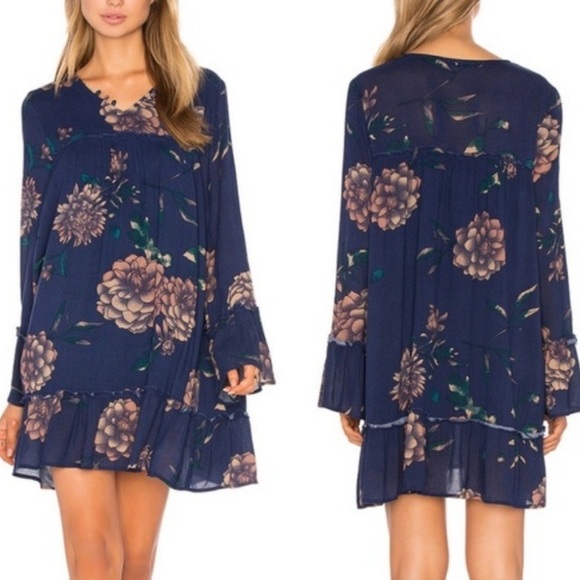 KNOT SISTERS 'LANGLEY' FLORAL DRESS RUFFLE TRIM S - Picture 1 of 8